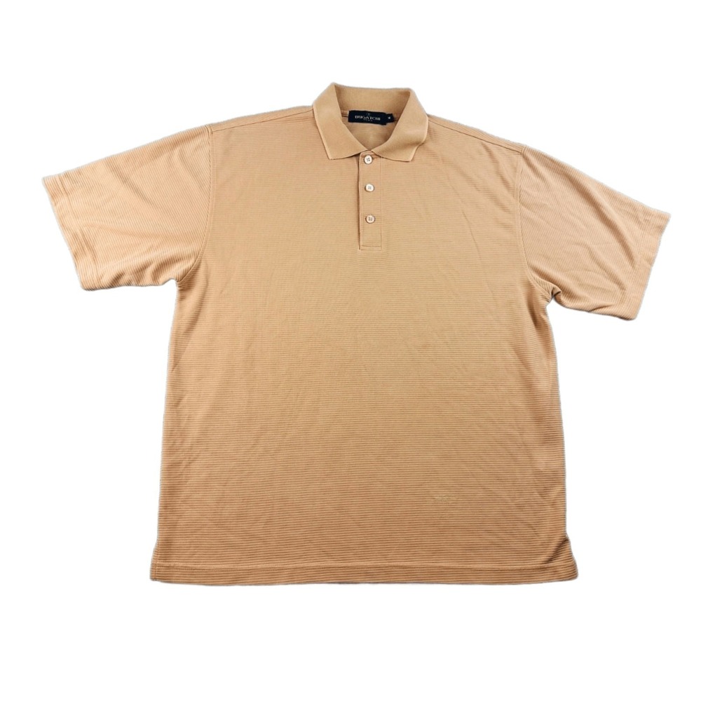 Bugatchi Polo Shirt Men M Orange Ottoman Modal Striped Golf Designer Summer